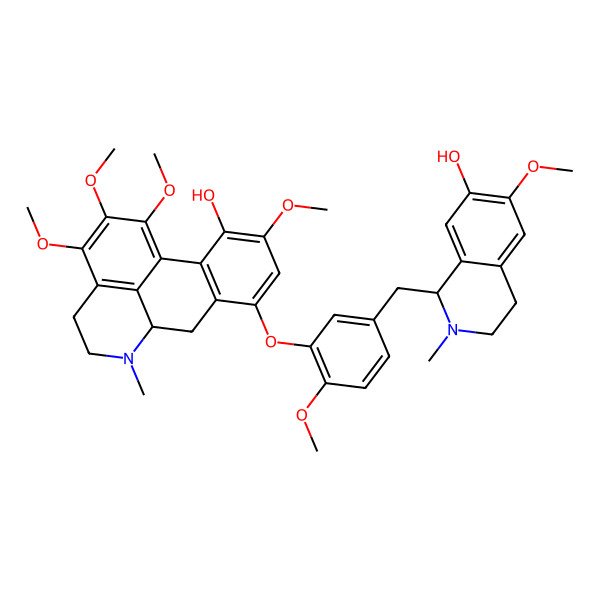 2D Structure of 8-[5-[(7-hydroxy-6-methoxy-2-methyl-3,4-dihydro-1H-isoquinolin-1-yl)methyl]-2-methoxyphenoxy]-1,2,3,10-tetramethoxy-6-methyl-5,6,6a,7-tetrahydro-4H-dibenzo[de,g]quinolin-11-ol