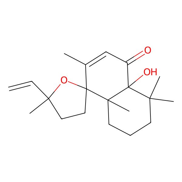 2D Structure of (4R,4aS,5'S,8aR)-5'-ethenyl-8a-hydroxy-3,4a,5',8,8-pentamethylspiro[6,7-dihydro-5H-naphthalene-4,2'-oxolane]-1-one