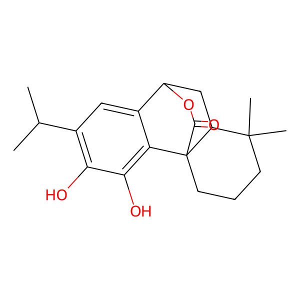 2D Structure of (1R,8S,10R)-3,4-dihydroxy-11,11-dimethyl-5-propan-2-yl-16-oxatetracyclo[6.6.2.01,10.02,7]hexadeca-2,4,6-trien-15-one