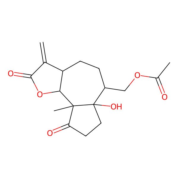 2D Structure of [(3aR,6R,6aR,9aS,9bR)-6a-hydroxy-9a-methyl-3-methylidene-2,9-dioxo-4,5,6,7,8,9b-hexahydro-3aH-azuleno[4,5-b]furan-6-yl]methyl acetate