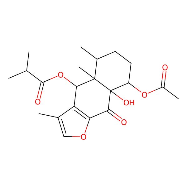 2D Structure of [(4S,4aS,5S,8S,8aS)-8-acetyloxy-8a-hydroxy-3,4a,5-trimethyl-9-oxo-5,6,7,8-tetrahydro-4H-benzo[f][1]benzofuran-4-yl] 2-methylpropanoate