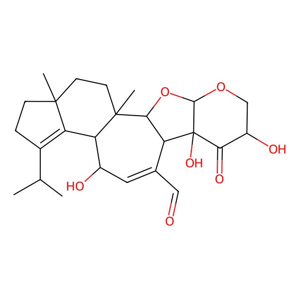 2D Structure of 7,9,13-Trihydroxy-1,19-dimethyl-8-oxo-16-propan-2-yl-3,5-dioxapentacyclo[12.7.0.02,10.04,9.015,19]henicosa-11,15-diene-11-carbaldehyde