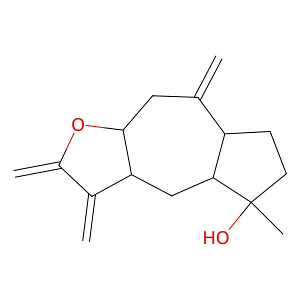 2D Structure of (3aS,5aS,8R,8aR,9aR)-8-methyl-1,2,5-trimethylidene-3a,4,5a,6,7,8a,9,9a-octahydroazuleno[6,7-b]furan-8-ol