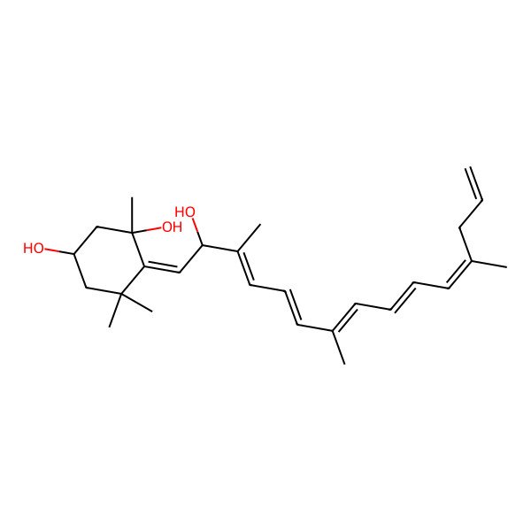 2D Structure of (1S,3S,6Z)-6-[(2R,3E,5E,7E,9E,11E)-2-hydroxy-3,7,12-trimethylpentadeca-3,5,7,9,11,14-hexaenylidene]-1,5,5-trimethylcyclohexane-1,3-diol