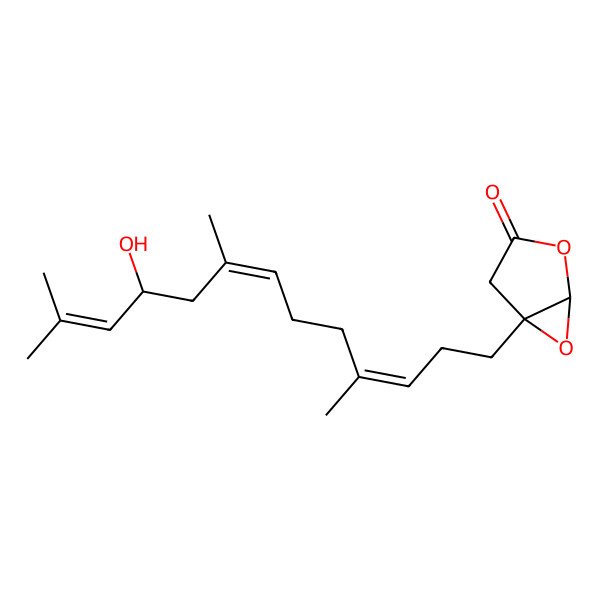 2D Structure of (1S,5R)-5-[(3E,7E,10S)-10-hydroxy-4,8,12-trimethyltrideca-3,7,11-trienyl]-2,6-dioxabicyclo[3.1.0]hexan-3-one