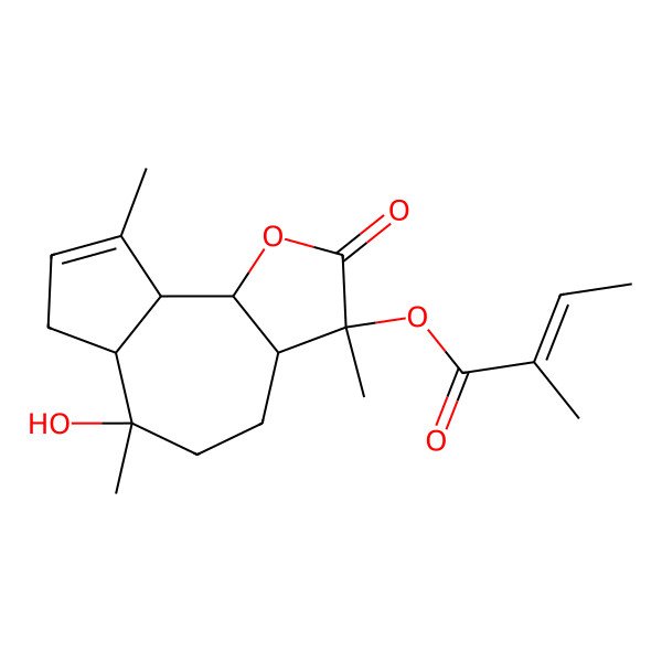 2D Structure of [(3S,3aR,6S,6aS,9aS,9bS)-6-hydroxy-3,6,9-trimethyl-2-oxo-4,5,6a,7,9a,9b-hexahydro-3aH-azuleno[4,5-b]furan-3-yl] (Z)-2-methylbut-2-enoate