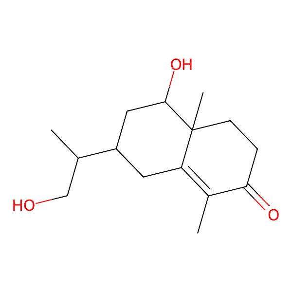 2D Structure of (4aS,5S,7S)-5-hydroxy-7-[(2S)-1-hydroxypropan-2-yl]-1,4a-dimethyl-3,4,5,6,7,8-hexahydronaphthalen-2-one