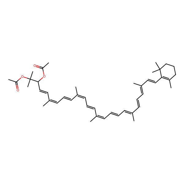 2D Structure of [2-Acetyloxy-2,6,10,14,19,23-hexamethyl-25-(2,6,6-trimethylcyclohexen-1-yl)pentacosa-4,6,8,10,12,14,16,18,20,22,24-undecaen-3-yl] acetate