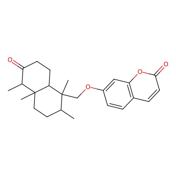2D Structure of 7-[[(1S,2S,4aR,5S,8aS)-1,2,4a,5-tetramethyl-6-oxo-3,4,5,7,8,8a-hexahydro-2H-naphthalen-1-yl]methoxy]chromen-2-one