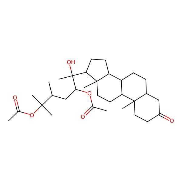 2D Structure of [6-Acetyloxy-2-(10,13-dimethyl-3-oxo-1,2,4,5,6,7,8,9,11,12,14,15,16,17-tetradecahydrocyclopenta[a]phenanthren-17-yl)-2-hydroxy-5,6-dimethylheptan-3-yl] acetate