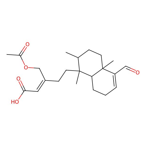 2D Structure of (Z)-5-[(1S,2R,4aR,8aR)-5-formyl-1,2,4a-trimethyl-2,3,4,7,8,8a-hexahydronaphthalen-1-yl]-3-(acetyloxymethyl)pent-2-enoic acid