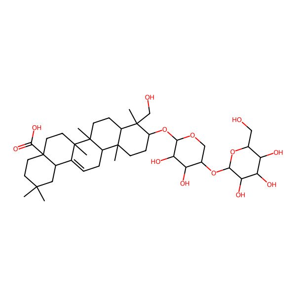 2D Structure of (4aS,6aR,6aS,6bR,8aR,9R,10S,12aR,14bR)-10-[(2S,3R,4R,5S)-3,4-dihydroxy-5-[(2S,3R,4S,5S,6R)-3,4,5-trihydroxy-6-(hydroxymethyl)oxan-2-yl]oxyoxan-2-yl]oxy-9-(hydroxymethyl)-2,2,6a,6b,9,12a-hexamethyl-1,3,4,5,6,6a,7,8,8a,10,11,12,13,14b-tetradecahydropicene-4a-carboxylic acid