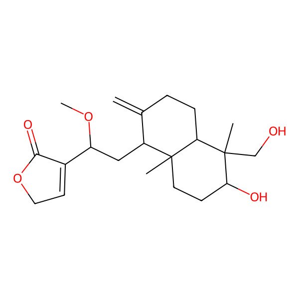 2D Structure of 4-[2-[6-hydroxy-5-(hydroxymethyl)-5,8a-dimethyl-2-methylidene-3,4,4a,6,7,8-hexahydro-1H-naphthalen-1-yl]-1-methoxyethyl]-2H-furan-5-one