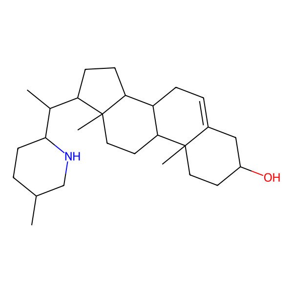 2D Structure of (3S,8R,9S,10R,13S,14S,17R)-10,13-dimethyl-17-[(1S)-1-[(2R,5S)-5-methylpiperidin-2-yl]ethyl]-2,3,4,7,8,9,11,12,14,15,16,17-dodecahydro-1H-cyclopenta[a]phenanthren-3-ol