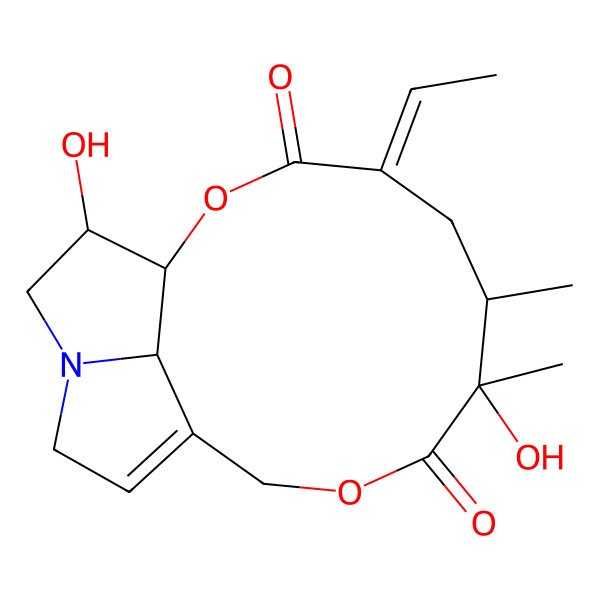 2D Structure of (1S,4E,6S,7R,16R,17R)-4-ethylidene-7,16-dihydroxy-6,7-dimethyl-2,9-dioxa-14-azatricyclo[9.5.1.014,17]heptadec-11-ene-3,8-dione