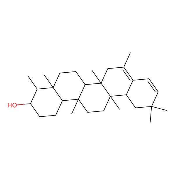 2D Structure of (3S,4R,4aS,6aS,6aS,6bR,12aS,14aS,14bS)-4,4a,6a,6b,8,11,11,14a-octamethyl-2,3,4,5,6,6a,7,12,12a,13,14,14b-dodecahydro-1H-picen-3-ol
