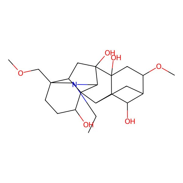 2D Structure of (1S,2R,3R,4S,5S,6S,8R,9R,10S,13S,16S,17R)-11-ethyl-6-methoxy-13-(methoxymethyl)-11-azahexacyclo[7.7.2.12,5.01,10.03,8.013,17]nonadecane-4,8,9,16-tetrol