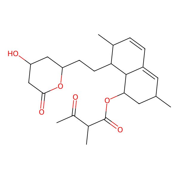 2D Structure of Butanoic acid, 2-methyl-3-oxo-, 1,2,3,7,8,8a-hexahydro-3,7-dimethyl-8-(2-(tetrahydro-4-hydroxy-6-oxo-2H-pyran-2-yl)ethyl)-1-naphthalenyl ester