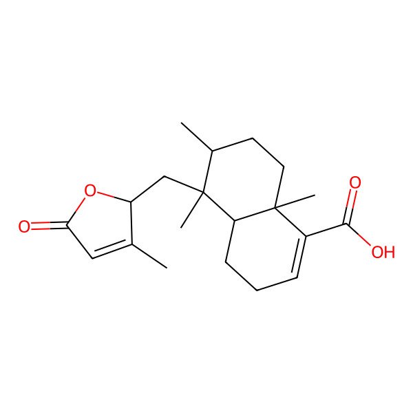 2D Structure of 5,6,8a-trimethyl-5-[(3-methyl-5-oxo-2H-furan-2-yl)methyl]-3,4,4a,6,7,8-hexahydronaphthalene-1-carboxylic acid