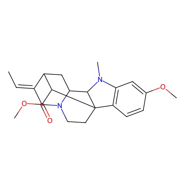 2D Structure of methyl (13E)-13-ethylidene-5-methoxy-8-methyl-8,15-diazapentacyclo[10.5.1.01,9.02,7.010,15]octadeca-2(7),3,5-triene-18-carboxylate