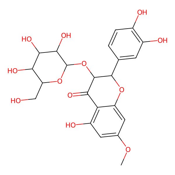 2D Structure of 2-(3,4-Dihydroxyphenyl)-5-hydroxy-7-methoxy-3-[3,4,5-trihydroxy-6-(hydroxymethyl)oxan-2-yl]oxy-2,3-dihydrochromen-4-one