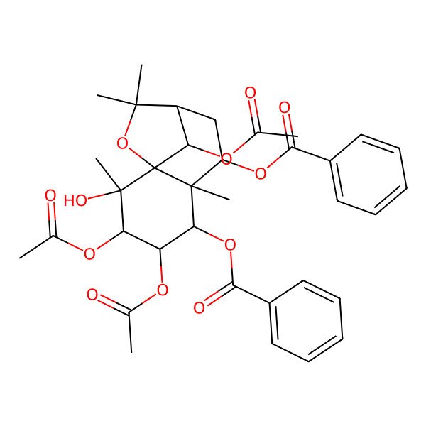 2D Structure of [(1S,2S,3S,4S,5R,6S,7S,9R,12R)-3,4,12-triacetyloxy-5-benzoyloxy-2-hydroxy-2,6,10,10-tetramethyl-11-oxatricyclo[7.2.1.01,6]dodecan-7-yl] benzoate
