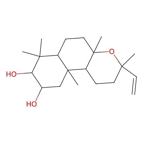 2D Structure of (3R,4aR,6aS,8R,9S,10aS,10bR)-3-ethenyl-3,4a,7,7,10a-pentamethyl-2,5,6,6a,8,9,10,10b-octahydro-1H-benzo[f]chromene-8,9-diol