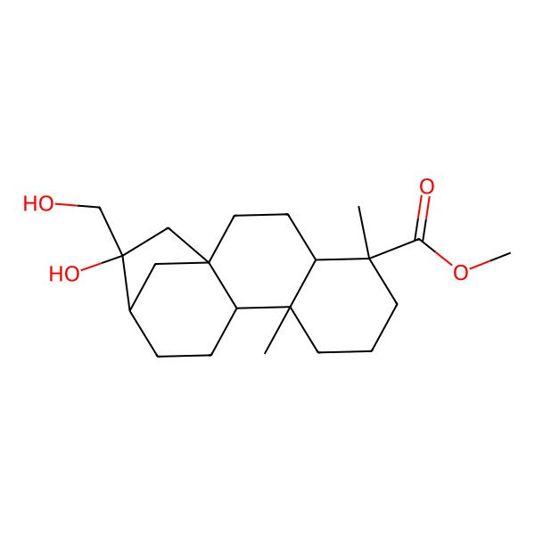 2D Structure of methyl (1S,4S,5R,9S,10R,13R,14S)-14-hydroxy-14-(hydroxymethyl)-5,9-dimethyltetracyclo[11.2.1.01,10.04,9]hexadecane-5-carboxylate