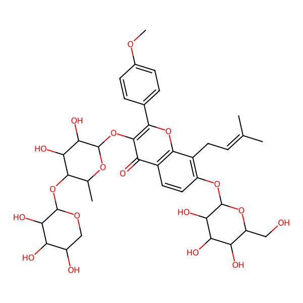 2D Structure of 3-[3,4-Dihydroxy-6-methyl-5-(3,4,5-trihydroxyoxan-2-yl)oxyoxan-2-yl]oxy-2-(4-methoxyphenyl)-8-(3-methylbut-2-enyl)-7-[3,4,5-trihydroxy-6-(hydroxymethyl)oxan-2-yl]oxychromen-4-one