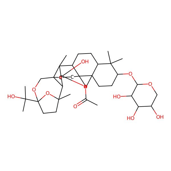 2D Structure of [4-Hydroxy-22-(2-hydroxypropan-2-yl)-1,5,10,10-tetramethyl-11-(3,4,5-trihydroxyoxan-2-yl)oxy-21,25-dioxaheptacyclo[20.2.1.02,19.05,19.06,16.09,14.014,16]pentacosan-3-yl] acetate