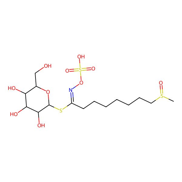 2D Structure of [(2S,3R,4S,5S,6R)-3,4,5-trihydroxy-6-(hydroxymethyl)oxan-2-yl] (1E)-8-[(R)-methylsulfinyl]-N-sulfooxyoctanimidothioate