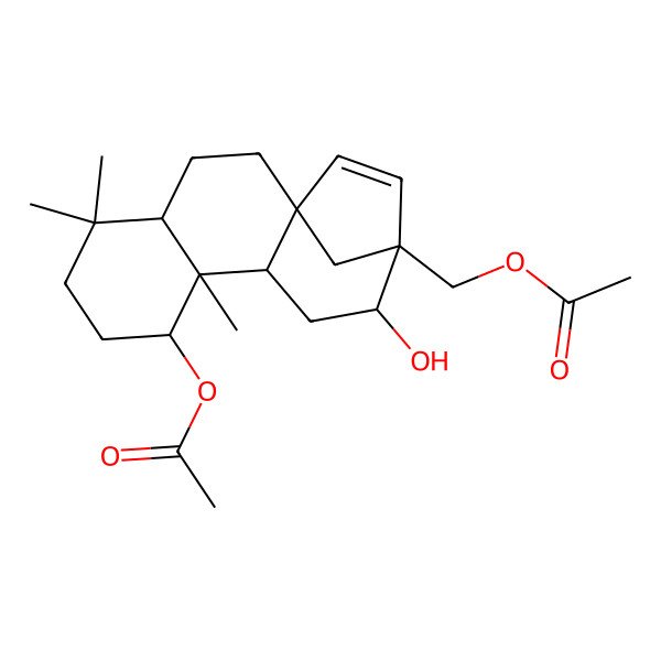 2D Structure of [(1R,4R,8S,9R,10R,12R,13S)-8-acetyloxy-12-hydroxy-5,5,9-trimethyl-13-tetracyclo[11.2.1.01,10.04,9]hexadec-14-enyl]methyl acetate