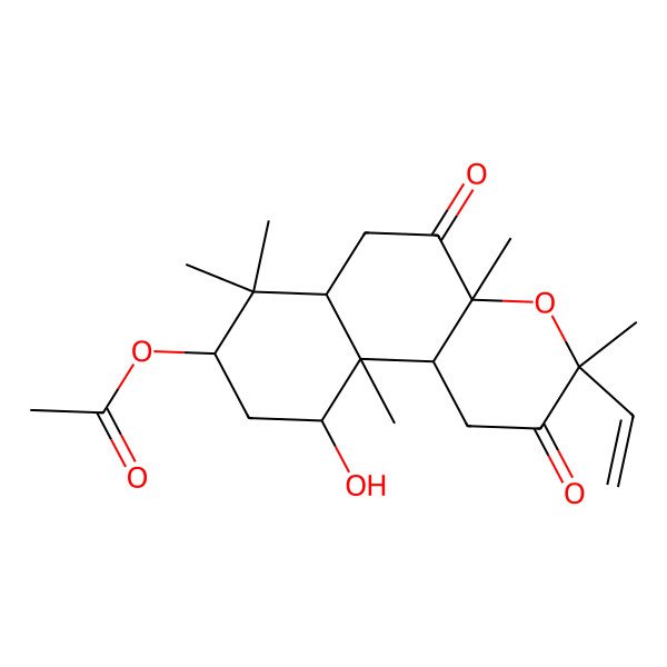 2D Structure of (3-ethenyl-10-hydroxy-3,4a,7,7,10a-pentamethyl-2,5-dioxo-6,6a,8,9,10,10b-hexahydro-1H-benzo[f]chromen-8-yl) acetate