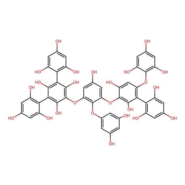 2D Structure of 2-[2-(3,5-Dihydroxyphenoxy)-3-[2,6-dihydroxy-4-(2,4,6-trihydroxyphenoxy)-3-(2,4,6-trihydroxyphenyl)phenoxy]-5-hydroxyphenoxy]-4,6-bis(2,4,6-trihydroxyphenyl)benzene-1,3,5-triol
