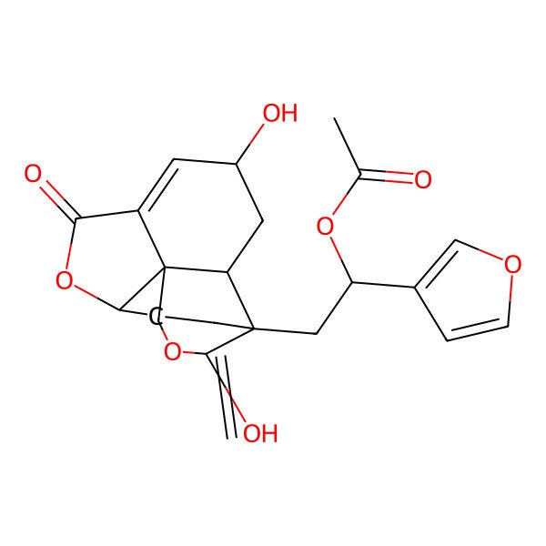 2D Structure of [(1S)-2-[(1R,2S,4S,9R,12S,13R)-4,13-dihydroxy-11-methylidene-7-oxo-8,14-dioxatetracyclo[7.6.0.01,6.02,12]pentadec-5-en-12-yl]-1-(furan-3-yl)ethyl] acetate