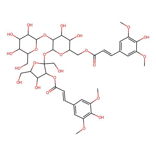 2D Structure of [3,4-Dihydroxy-6-[4-hydroxy-3-[3-(4-hydroxy-3,5-dimethoxyphenyl)prop-2-enoyloxy]-2,5-bis(hydroxymethyl)oxolan-2-yl]oxy-5-[3,4,5-trihydroxy-6-(hydroxymethyl)oxan-2-yl]oxyoxan-2-yl]methyl 3-(4-hydroxy-3,5-dimethoxyphenyl)prop-2-enoate