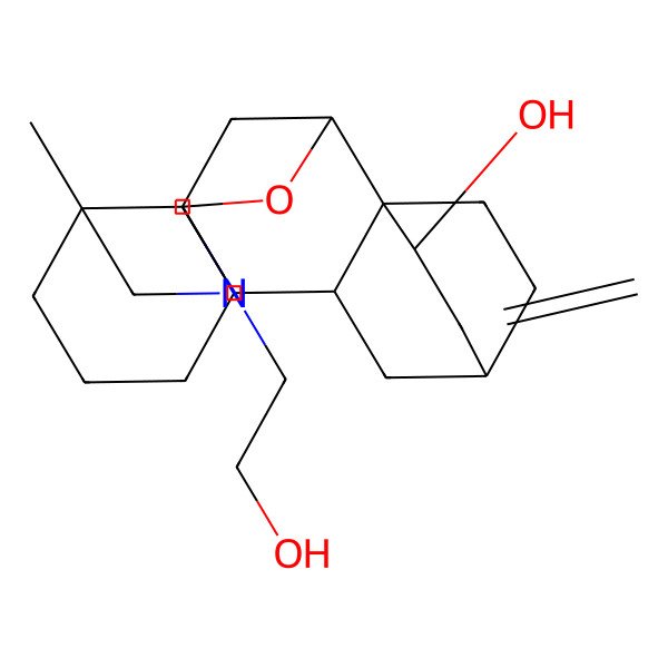 2D Structure of (1S,5R,8R,10R,11S,14S,16R,17R)-7-(2-hydroxyethyl)-5-methyl-13-methylidene-9-oxa-7-azahexacyclo[8.6.2.211,14.01,8.05,17.011,16]icosan-12-ol