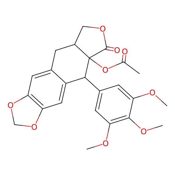 2D Structure of [(5R,5aS,8aS)-6-oxo-5-(3,4,5-trimethoxyphenyl)-5,8,8a,9-tetrahydro-[2]benzofuro[6,5-f][1,3]benzodioxol-5a-yl] acetate