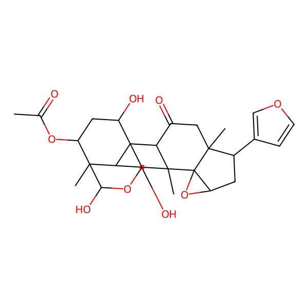 2D Structure of [(1S,2S,5S,6S,8R,10R,11S,12R,14R,15R,16R,19S,21R)-6-(furan-3-yl)-12,16,19-trihydroxy-5,11,15-trimethyl-3-oxo-9,17-dioxahexacyclo[13.3.3.01,14.02,11.05,10.08,10]henicosan-21-yl] acetate