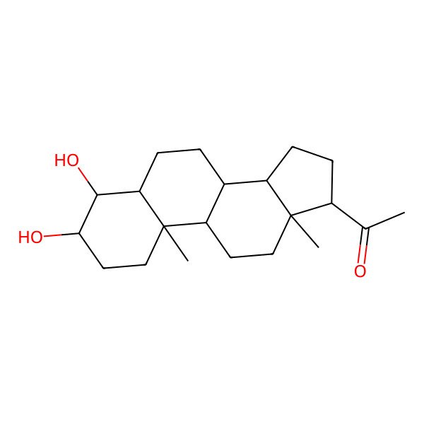 2D Structure of 1-[(3S,4S,5R,8R,9S,10R,13S,14S,17S)-3,4-dihydroxy-10,13-dimethyl-2,3,4,5,6,7,8,9,11,12,14,15,16,17-tetradecahydro-1H-cyclopenta[a]phenanthren-17-yl]ethanone
