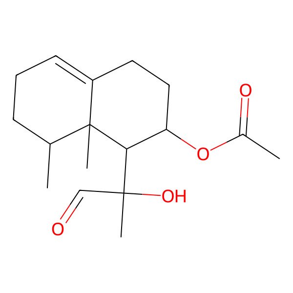2D Structure of [(1R,2S,8S,8aS)-1-[(2S)-2-hydroxy-1-oxopropan-2-yl]-8,8a-dimethyl-2,3,4,6,7,8-hexahydro-1H-naphthalen-2-yl] acetate