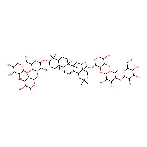 2D Structure of [(2S,3S,4S,5S)-3-[(2S,3R,4S,5R,6S)-3,4-dihydroxy-6-methyl-5-[(2S,3R,4S,5S,6R)-3,4,5-trihydroxy-6-(hydroxymethyl)oxan-2-yl]oxyoxan-2-yl]oxy-4,5-dihydroxyoxan-2-yl] (4aR,5R,6aR,6aS,6bR,8aR,10S,12aR,14bS)-5-hydroxy-10-[(2R,3R,4R,5R,6R)-3-hydroxy-6-(hydroxymethyl)-4-[(2S,3R,4R,5R,6S)-3,4,5-trihydroxy-6-methyloxan-2-yl]oxy-5-[(2S,3R,4S,5R)-3,4,5-trihydroxyoxan-2-yl]oxyoxan-2-yl]oxy-2,2,6a,6b,9,9,12a-heptamethyl-1,3,4,5,6,6a,7,8,8a,10,11,12,13,14b-tetradecahydropicene-4a-carboxylate