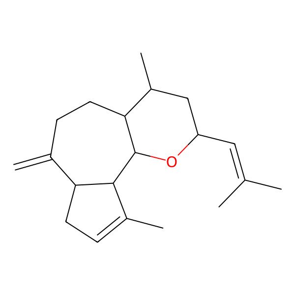 2D Structure of 4,10-Dimethyl-7-methylidene-2-(2-methylprop-1-enyl)-2,3,4,4a,5,6,7a,8,10a,10b-decahydroazuleno[4,5-b]pyran