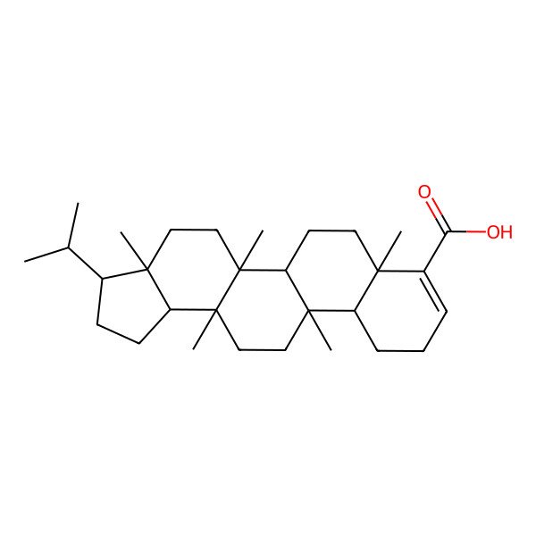 2D Structure of 3a,5a,7a,11b,13a-Pentamethyl-3-propan-2-yl-1,2,3,4,5,5b,6,7,10,11,11a,12,13,13b-tetradecahydrocyclopenta[a]chrysene-8-carboxylic acid