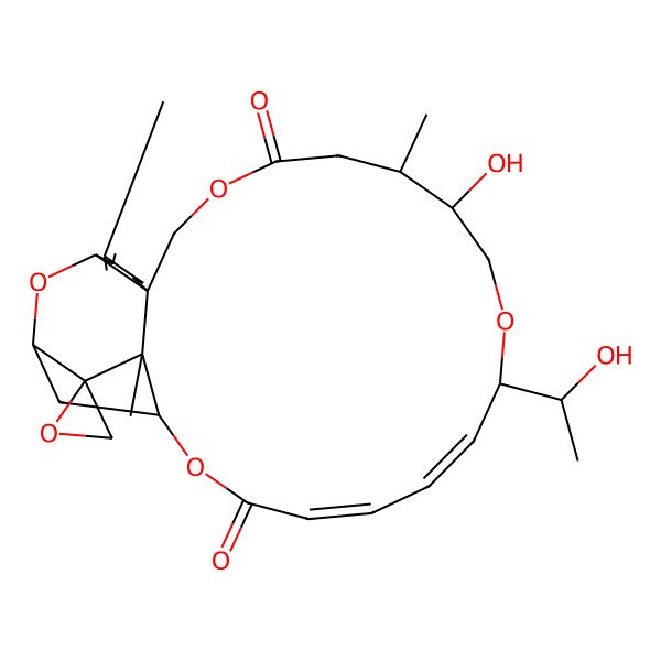 2D Structure of (1R,3R,8R,13R,14S,17R,18E,20Z,24R,25S,26S)-14-hydroxy-17-[(1S)-1-hydroxyethyl]-5,13,25-trimethylspiro[2,10,16,23-tetraoxatetracyclo[22.2.1.03,8.08,25]heptacosa-4,18,20-triene-26,2'-oxirane]-11,22-dione