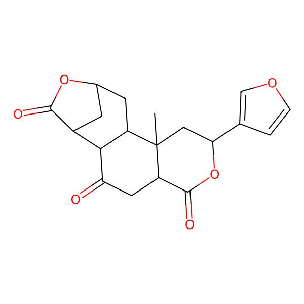 2D Structure of (1R,2S,5R,8S,10S,11R,13R)-8-(furan-3-yl)-10-methyl-7,14-dioxatetracyclo[11.2.1.02,11.05,10]hexadecane-3,6,15-trione