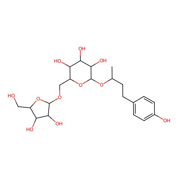 2D Structure of (2R,3S,4S,5R,6R)-2-[[(2R,3R,4R,5S)-3,4-dihydroxy-5-(hydroxymethyl)oxolan-2-yl]oxymethyl]-6-[(2R)-4-(4-hydroxyphenyl)butan-2-yl]oxyoxane-3,4,5-triol