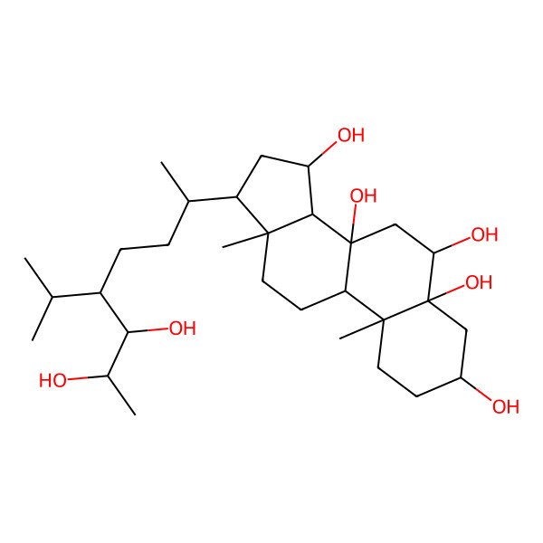 2D Structure of 17-(6,7-dihydroxy-5-propan-2-yloctan-2-yl)-10,13-dimethyl-2,3,4,6,7,9,11,12,14,15,16,17-dodecahydro-1H-cyclopenta[a]phenanthrene-3,5,6,8,15-pentol