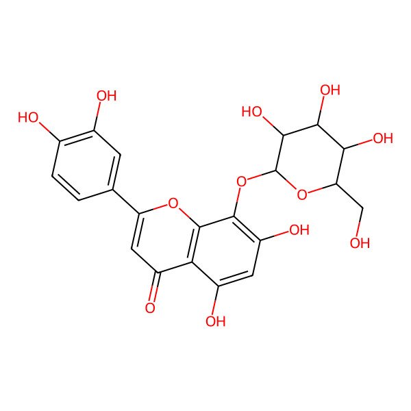 2D Structure of 2-(3,4-Dihydroxyphenyl)-5,7-dihydroxy-8-[3,4,5-trihydroxy-6-(hydroxymethyl)oxan-2-yl]oxychromen-4-one