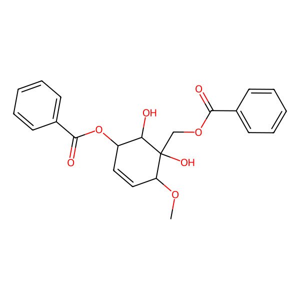 2D Structure of [(1S,2S,5R,6S)-5-benzoyloxy-1,6-dihydroxy-2-methoxycyclohex-3-en-1-yl]methyl benzoate